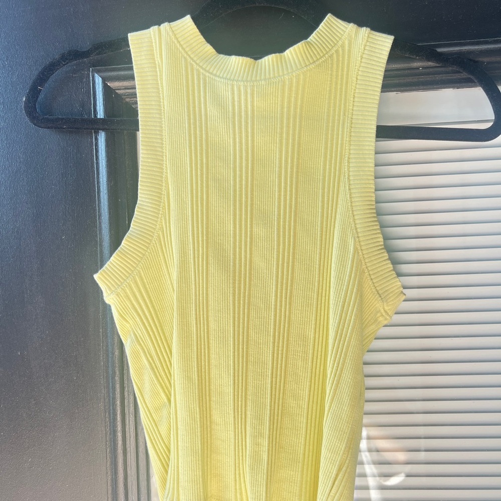 Zara Yellow Ribbed Sleeveless Tank Top